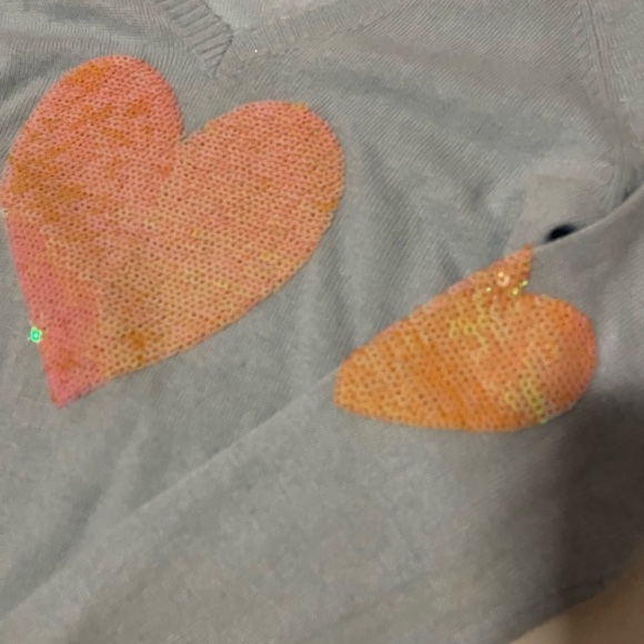 WILDFOX White Label Rabbit Hair Heart Sweater Sequin V Neck Pullover Lightweigt - Picture 7 of 7